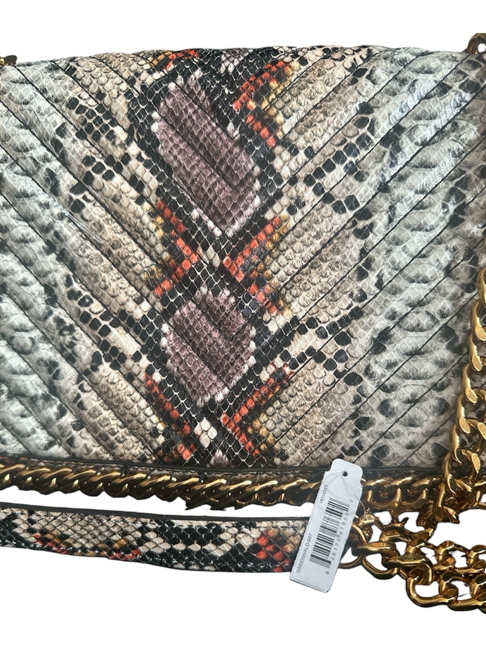 Python-Texture Chain Shoulder Bag in Neutral Multi - Picture 2 of 5